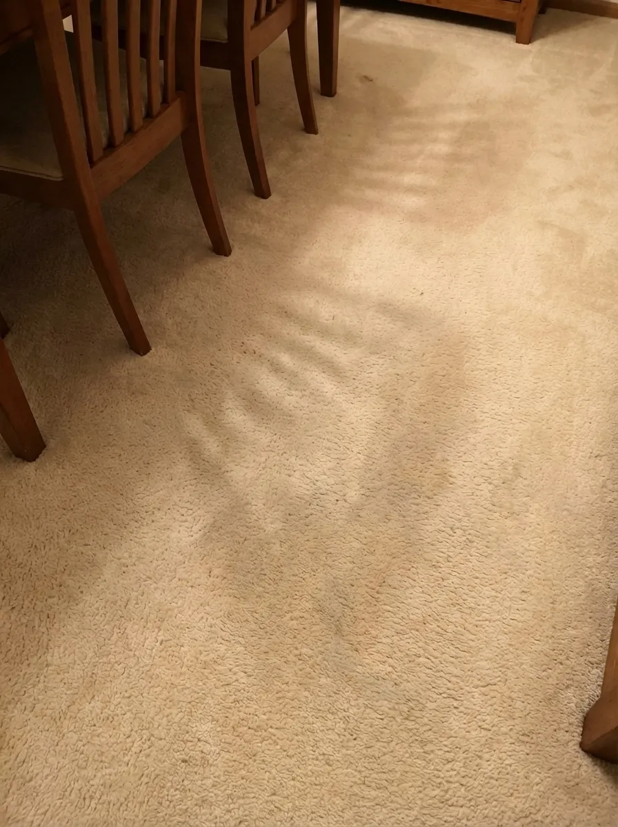 Carpet with wine stain completely removed after professional cleaning