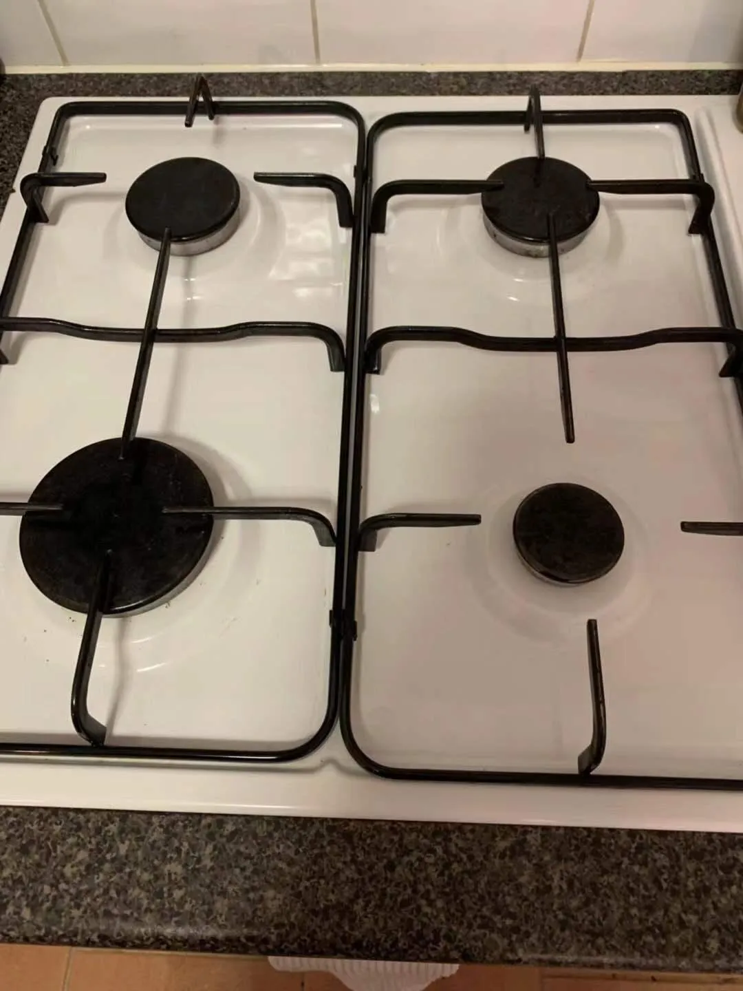 Gas cooktop black after cleaning